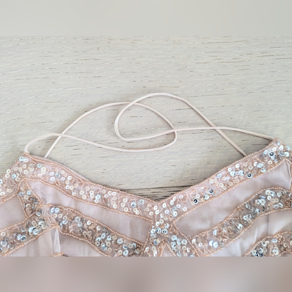 AIDAN MATTOX Light Pink/Blush Blouson Beaded Dress Size 4 - Picture 13 of 16